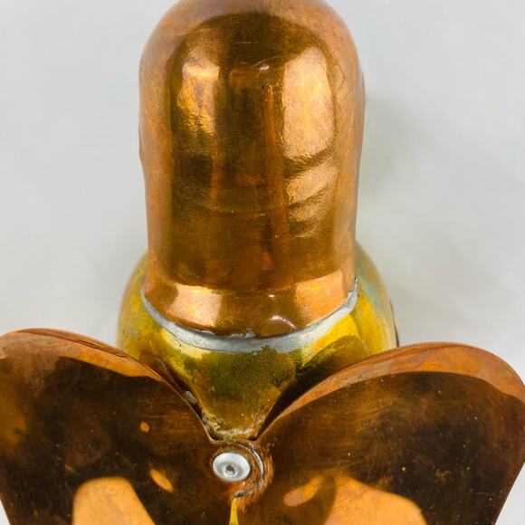 Vintage Handmade Brass & Copper Christmas Angel Taper Candlestick Holder Mexico - Picture 8 of 9